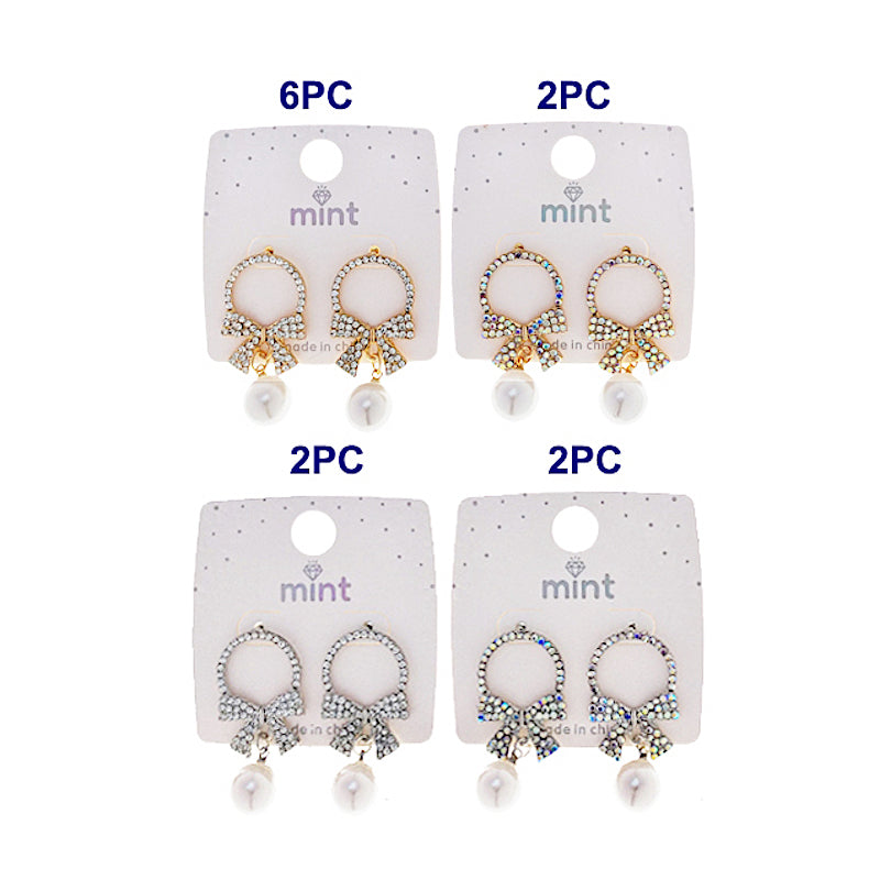 Pavé Bow Pearl Drop Earrings