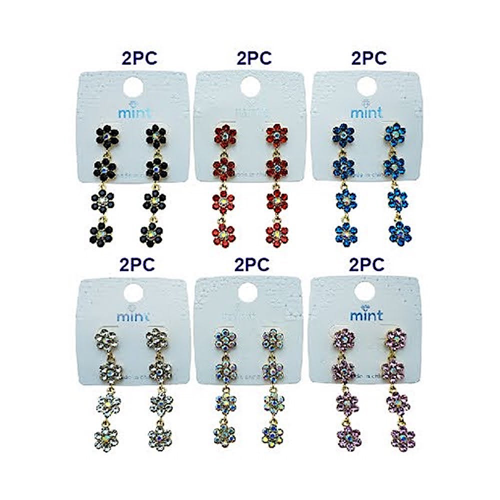 Rhinestone Flower Drop Earring