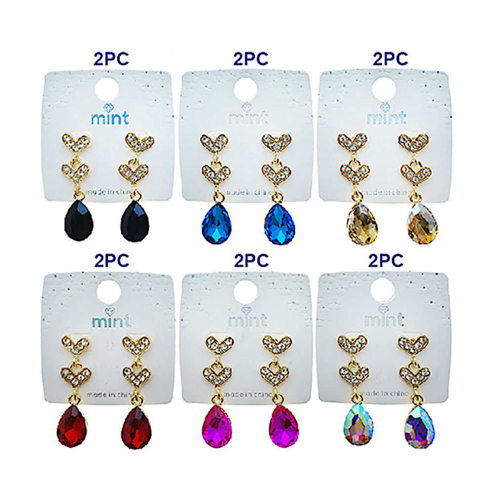 Heart Crystal Drop Earring