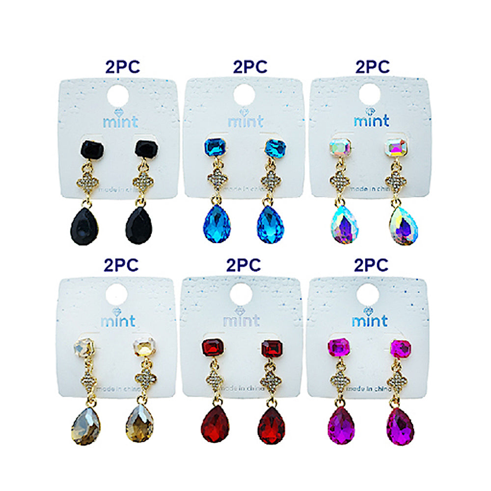 Crystal Clover Drop Earring