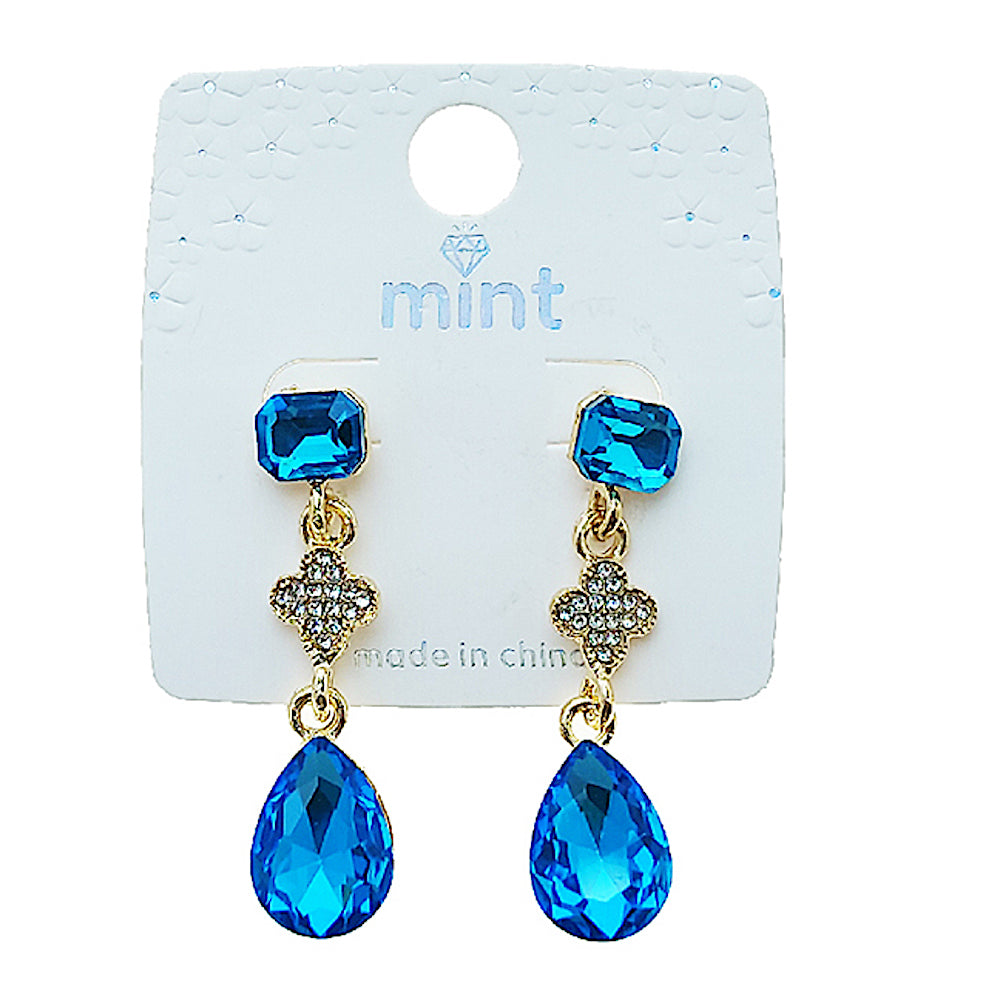 Crystal Clover Drop Earring