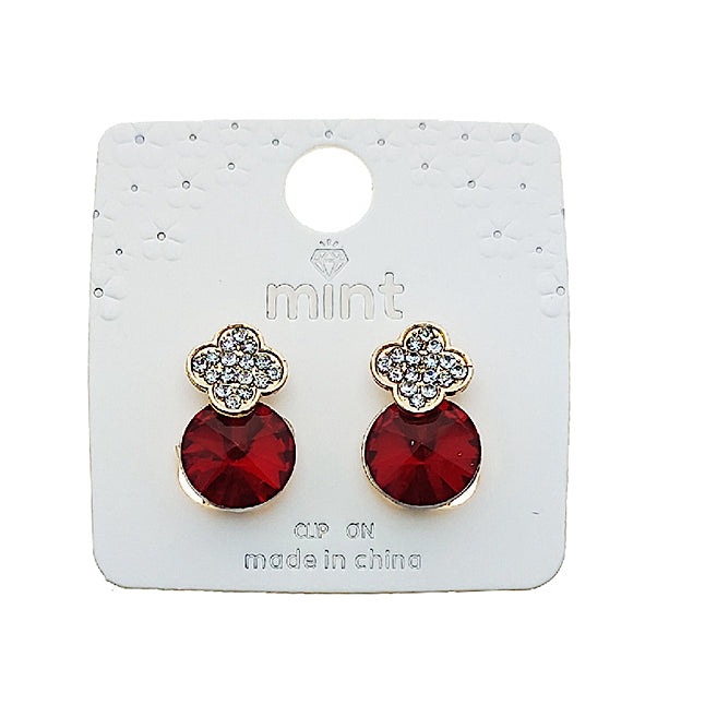JAE49371PIN - Clover Crystal Post Earring