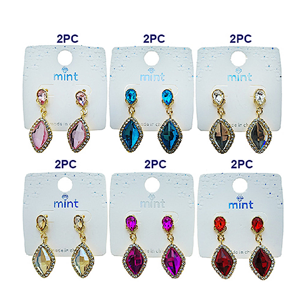 Crystal Rhombus Drop Earring