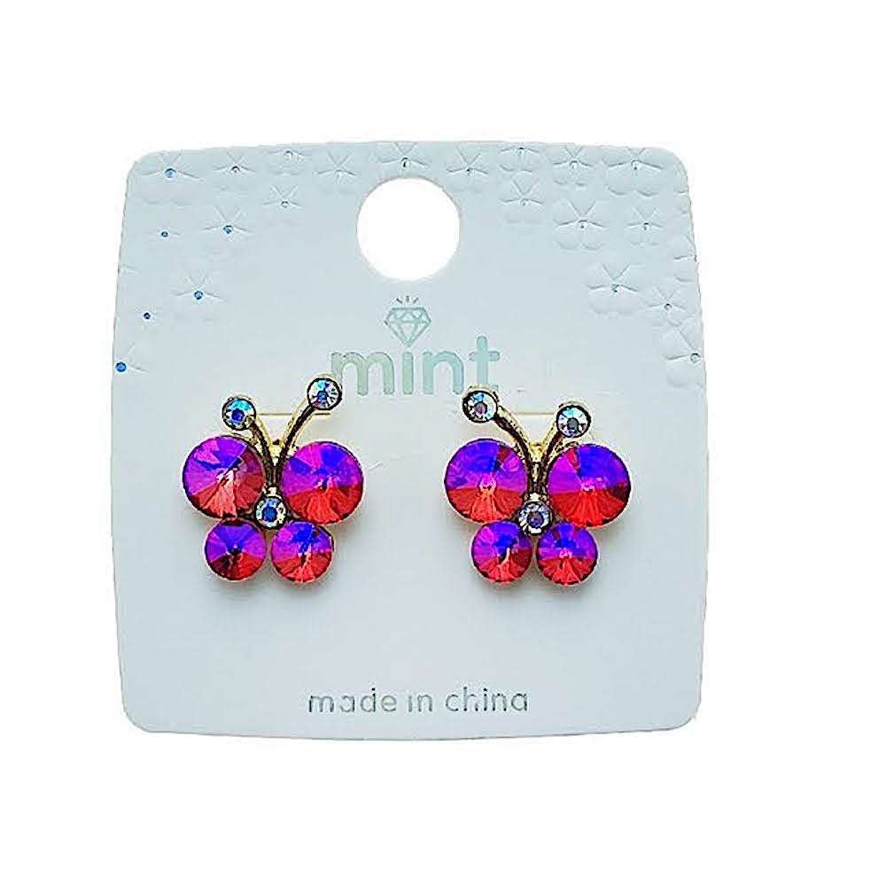 Crystal Butterfly Post Earring