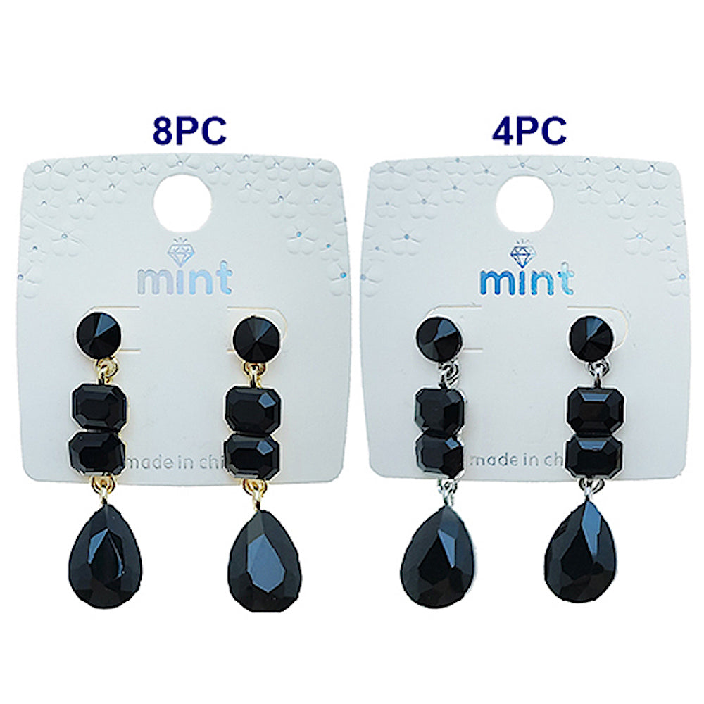 Black Crystal Drop Earring