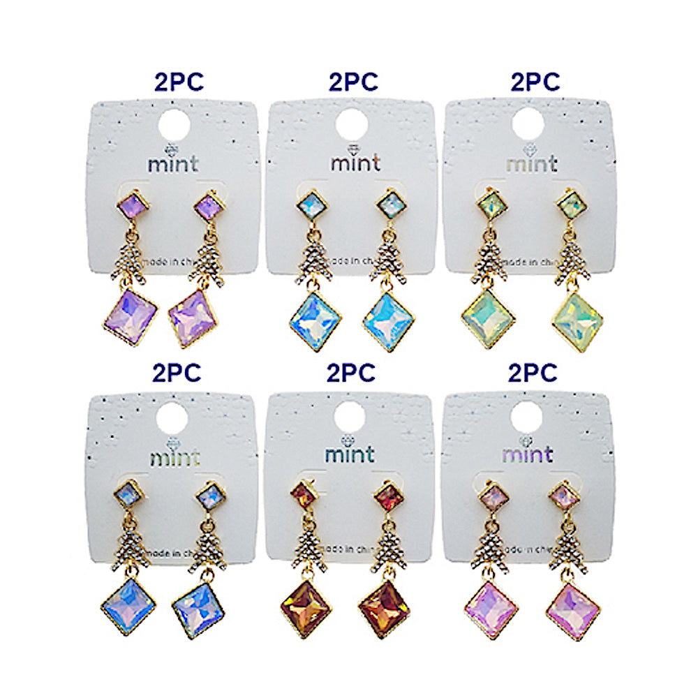 Pastel Square Crystal Earring