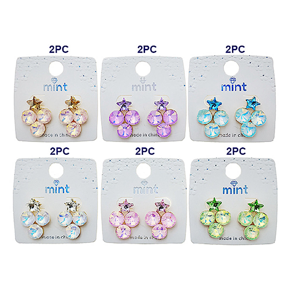 Pastel Crystal Cluster Star Post Earring