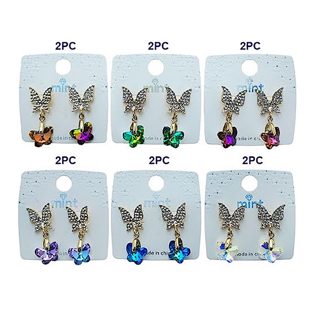 Rhinestone Butterfly Crystal Droplet Earring
