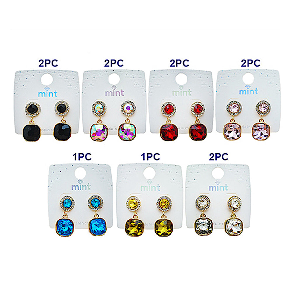 Crystal Square Droplet Earring