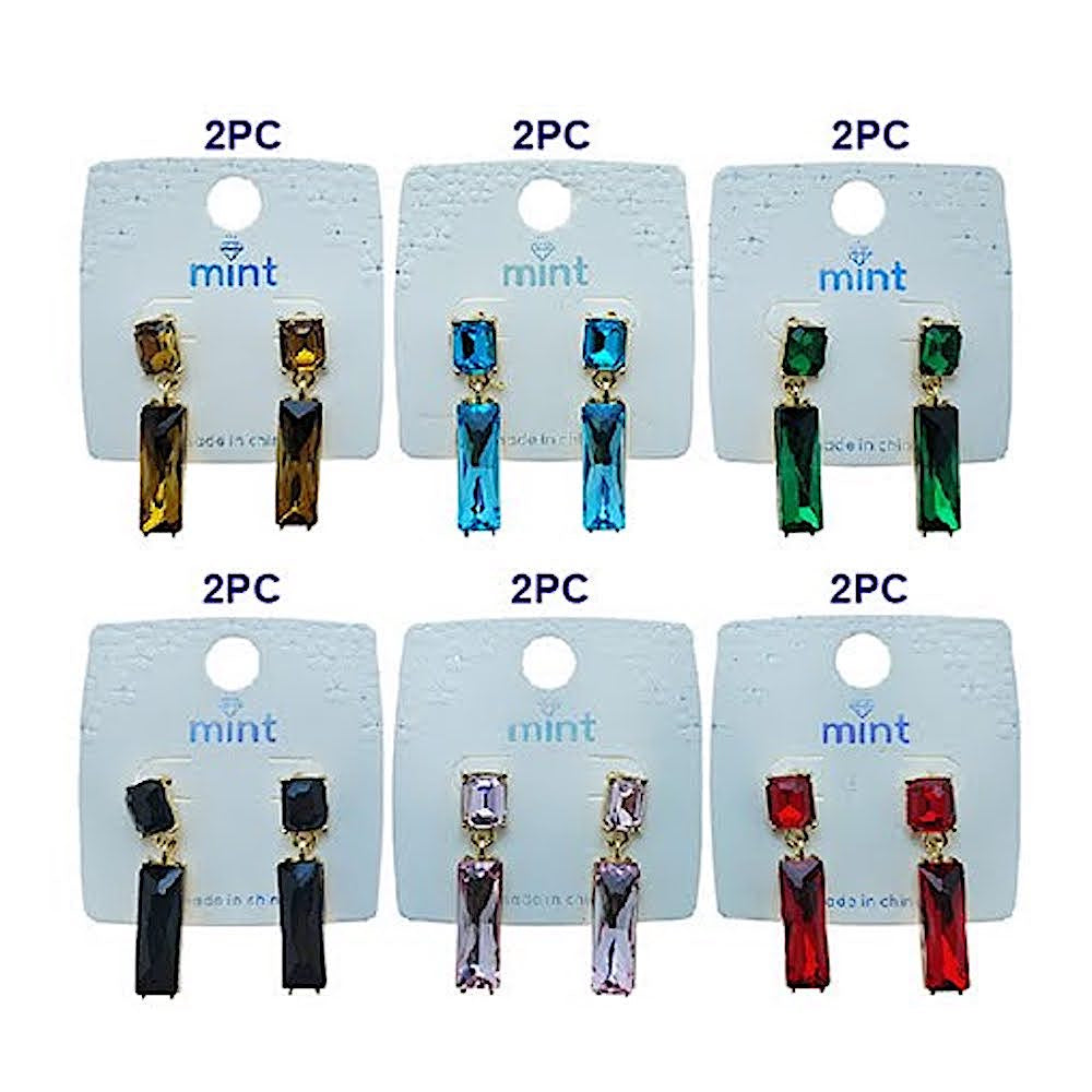 Rectangle Crystal Drop Earring