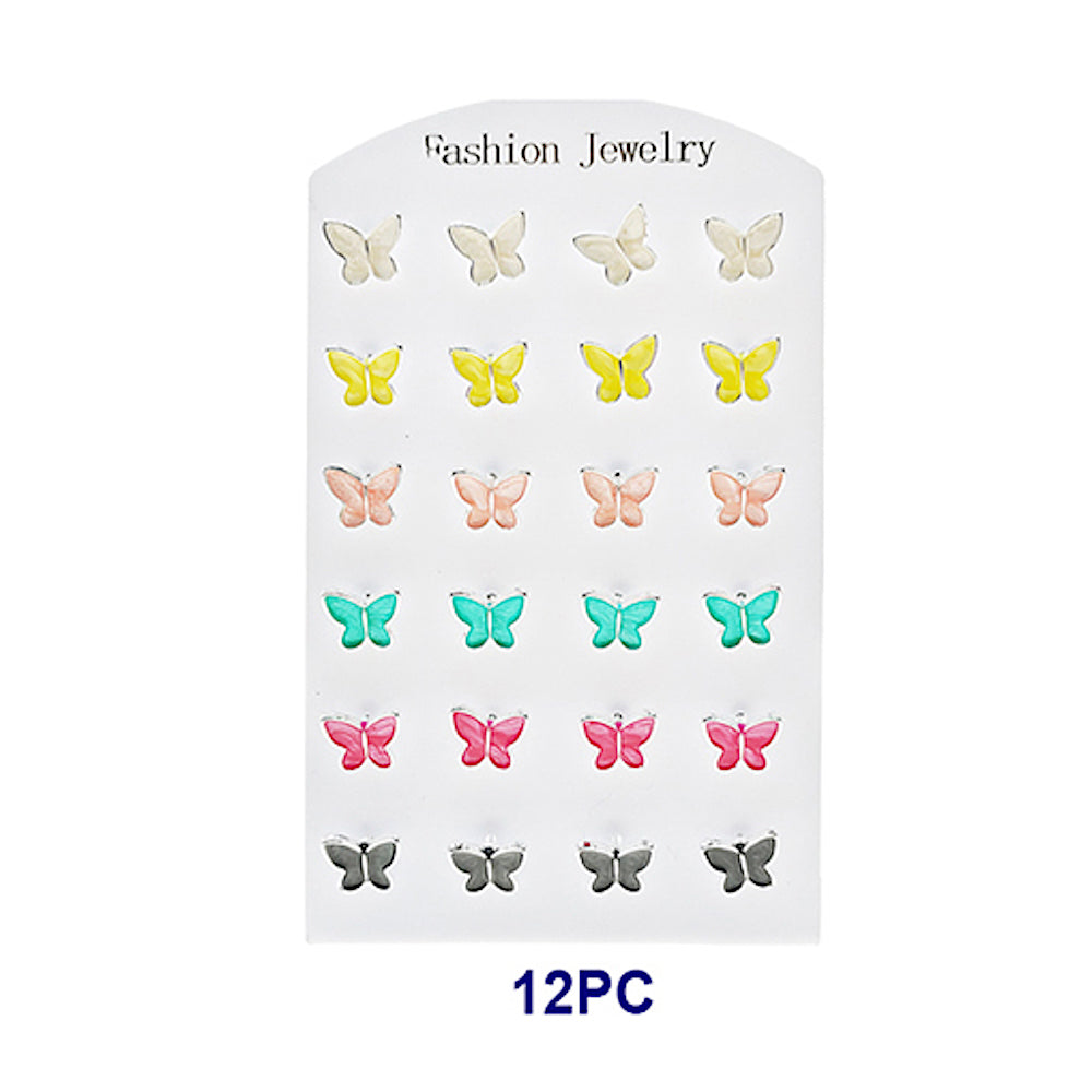 JAE49908 - Enamel Butterfly Stud Earrings