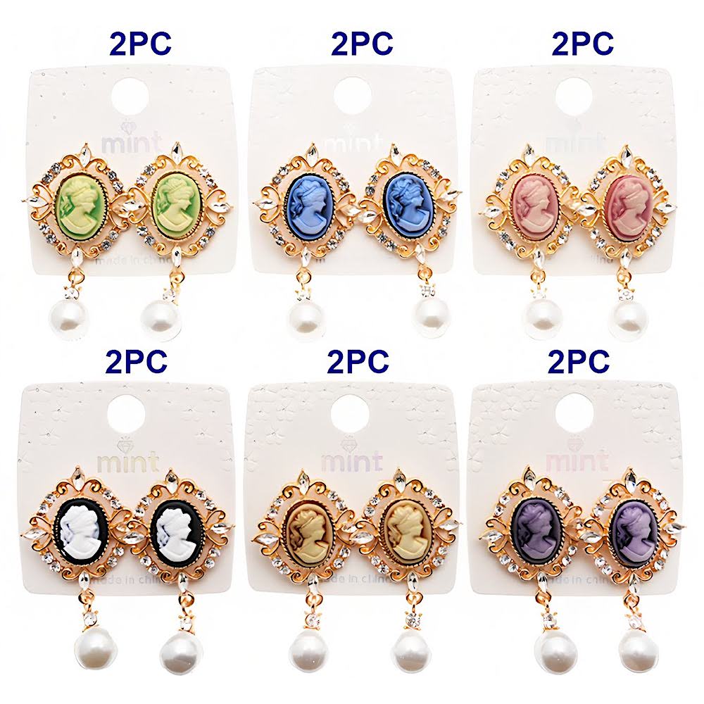 Victorian Lady Cameo Pearl Drop Earring
