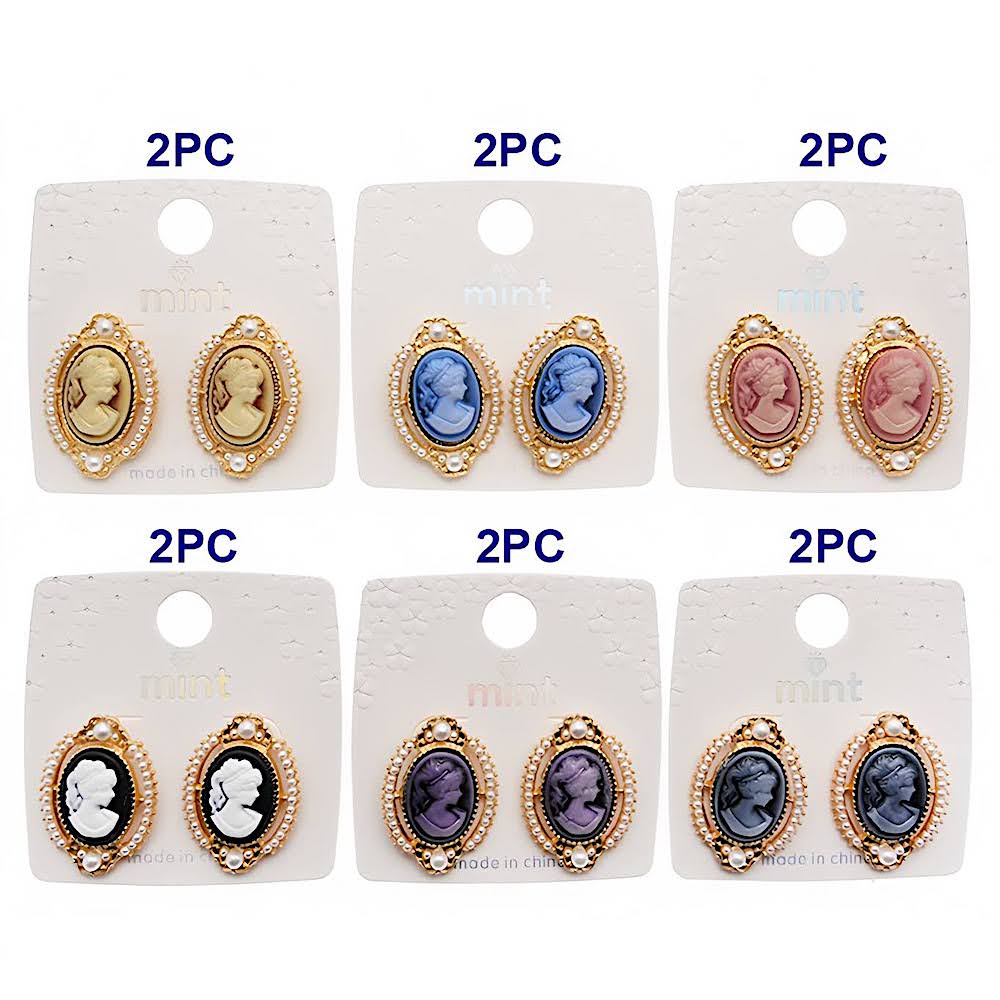 Victorian Lady Cameo Pearl Halo Earring