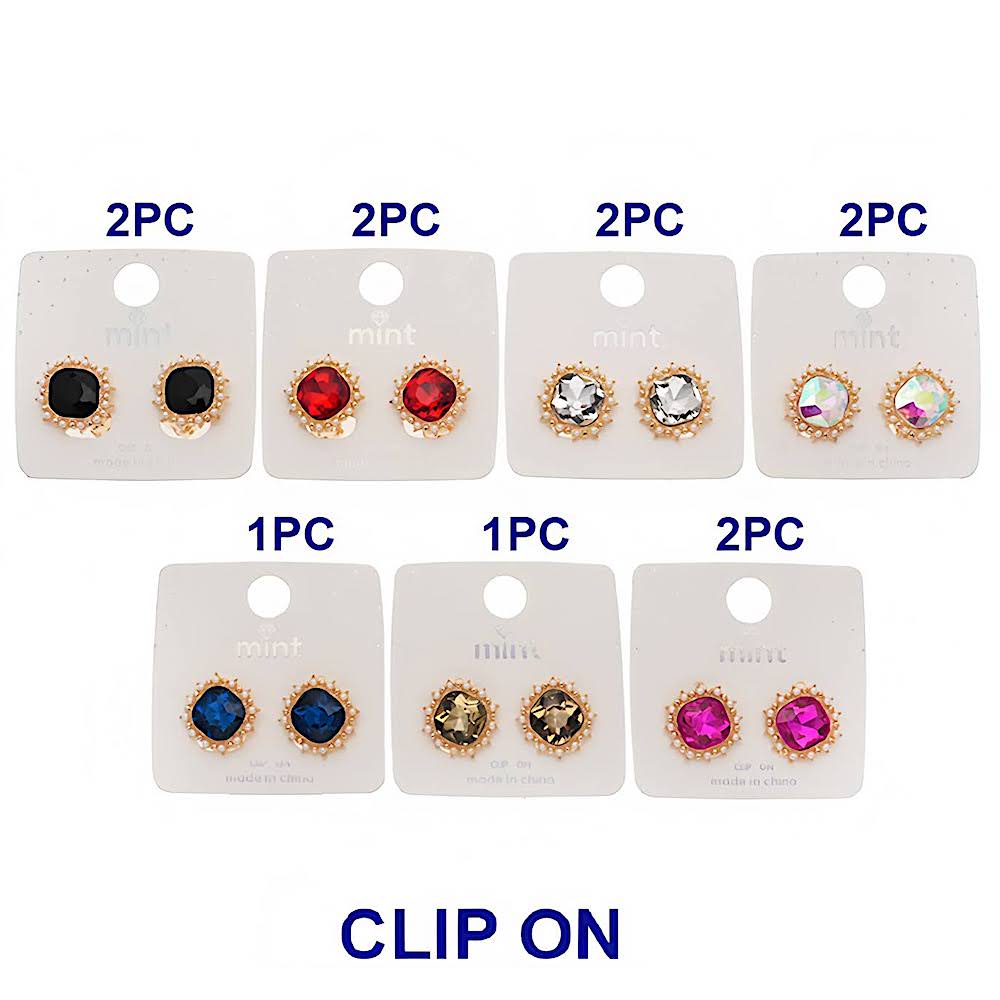 Clip On Pearl Halo Crystal Earring