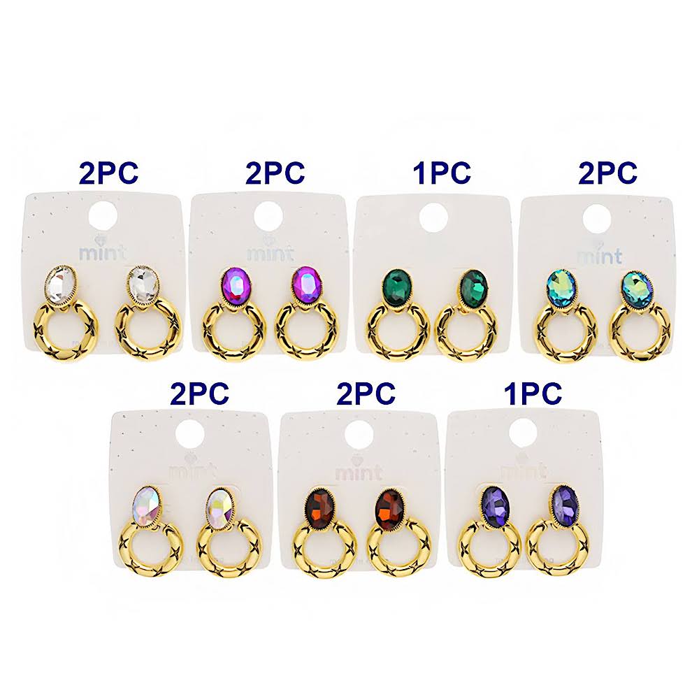 Crystal & Etched Hoop Drop Earring