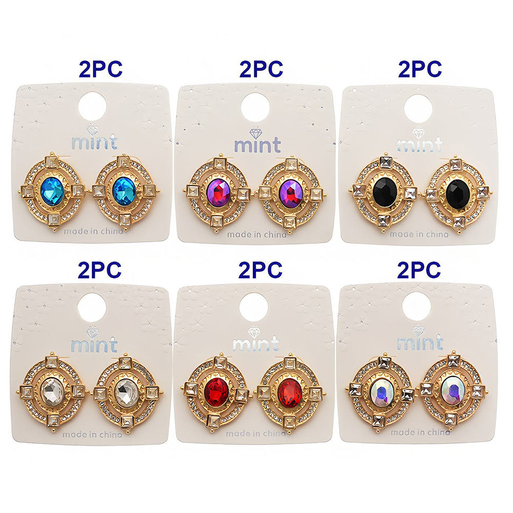 Rhinestone Oval Statement Earring