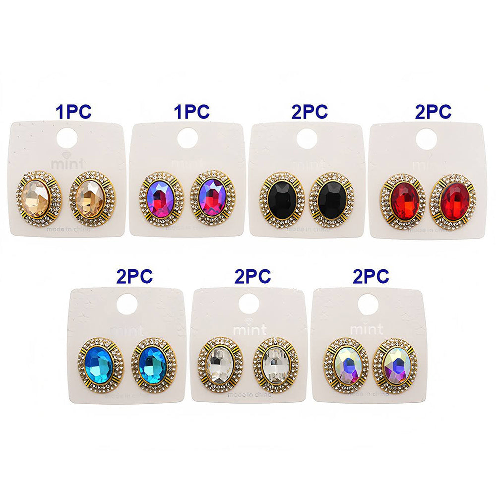 Rhinestone Halo Oval Earring