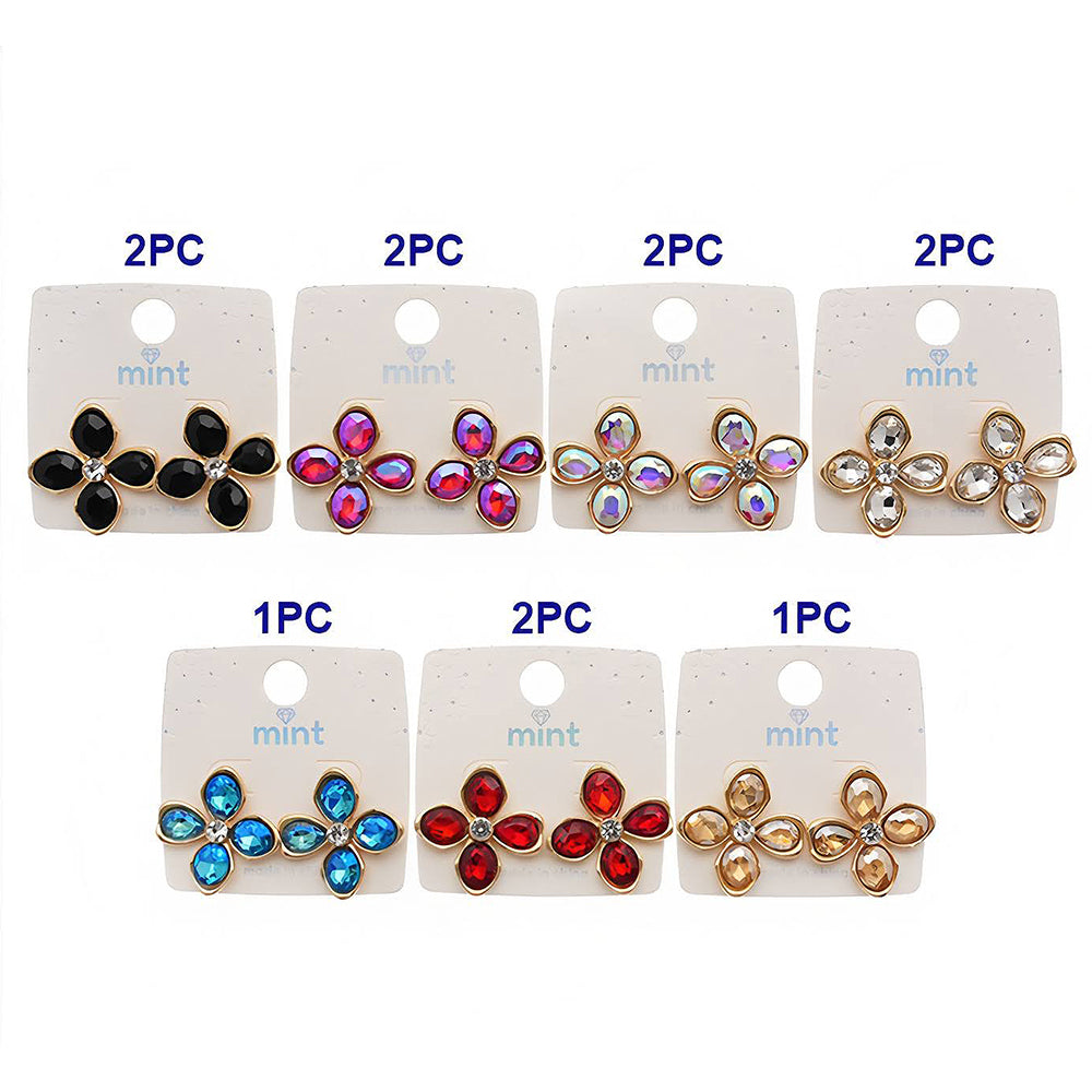 Crystal Flower Gold Trim Earring