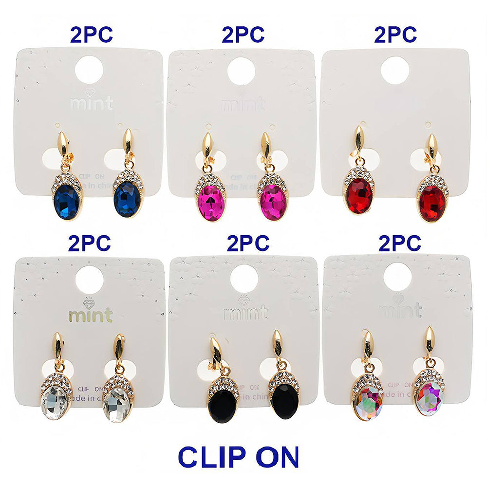 Clip On Crystal Drop Earring
