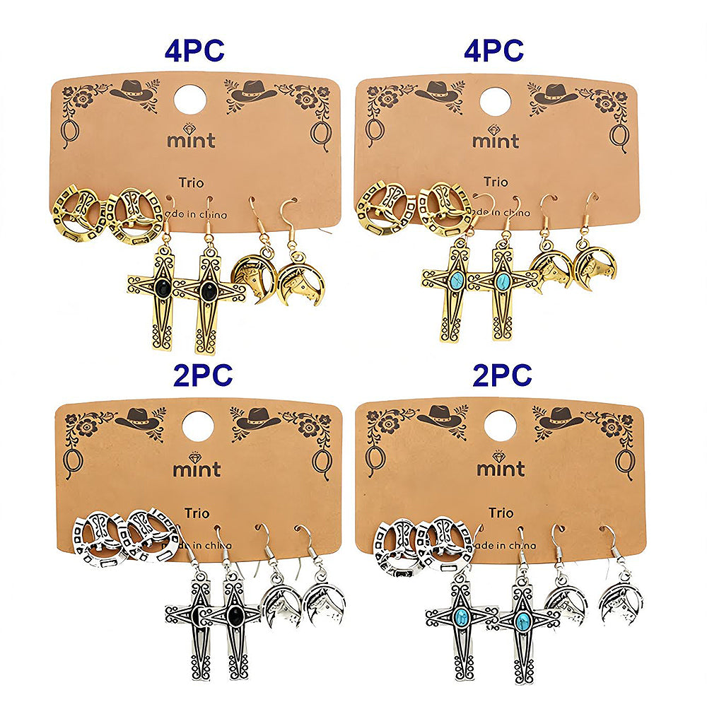 3 Pair Western Style Earring Set