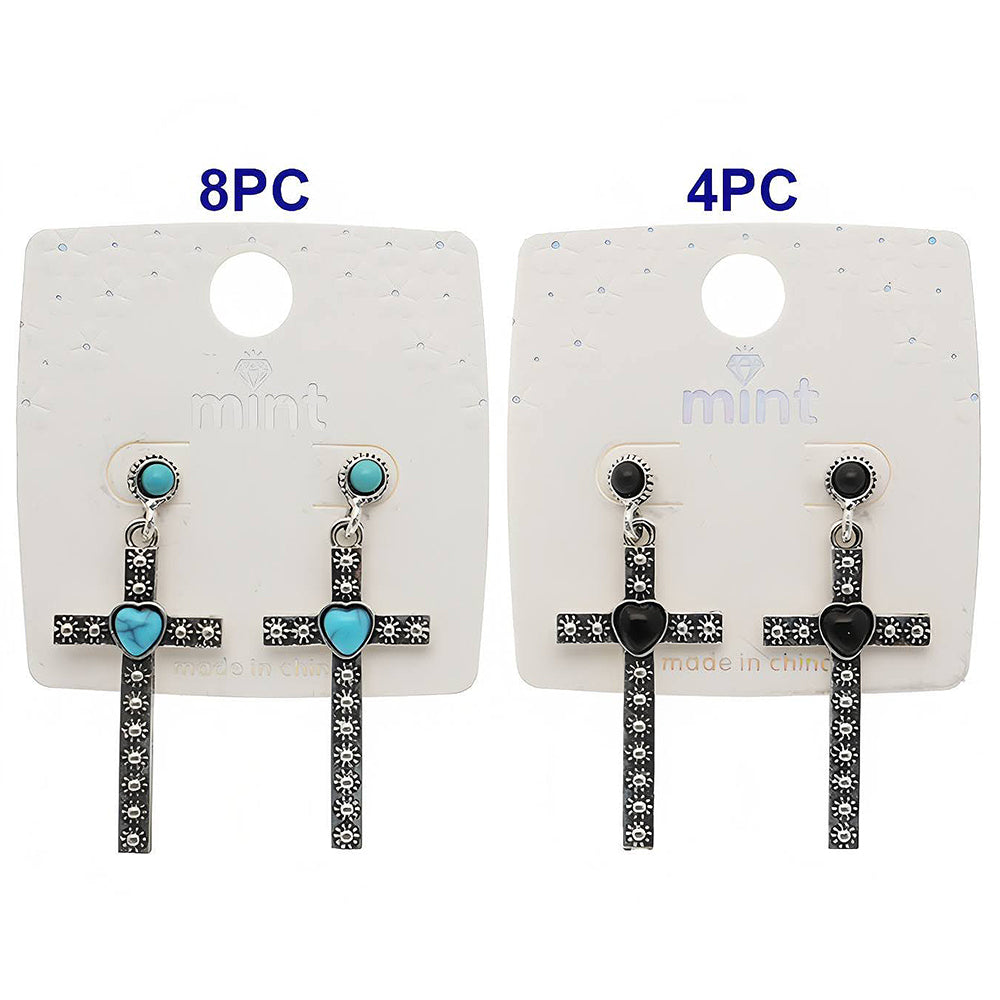 Western Style Turquoise Cross Earring