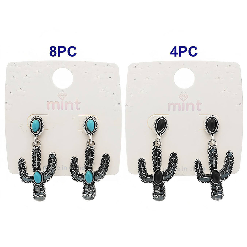 Western Style Turquoise Cactus Earring