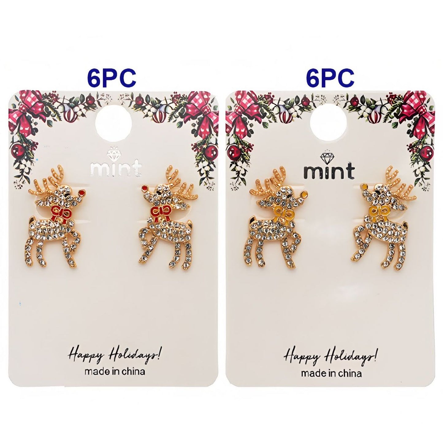 Christmas Rhinestone Reindeer Earring