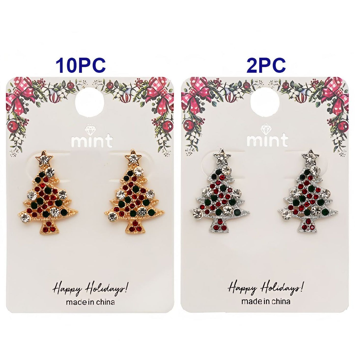 Rhinestone Christmas Tree Earring