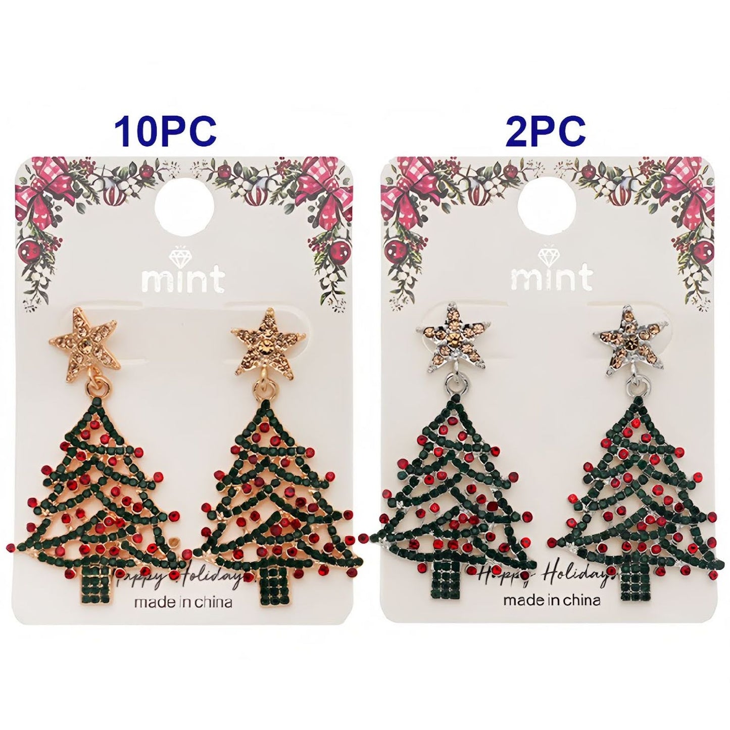 Rhinestone Christmas Tree Dangle Earring