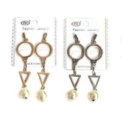 JAE26024 - Geometric Pearl Drop Earring