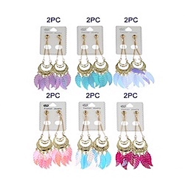 Holographic Leaf Tassel Earring