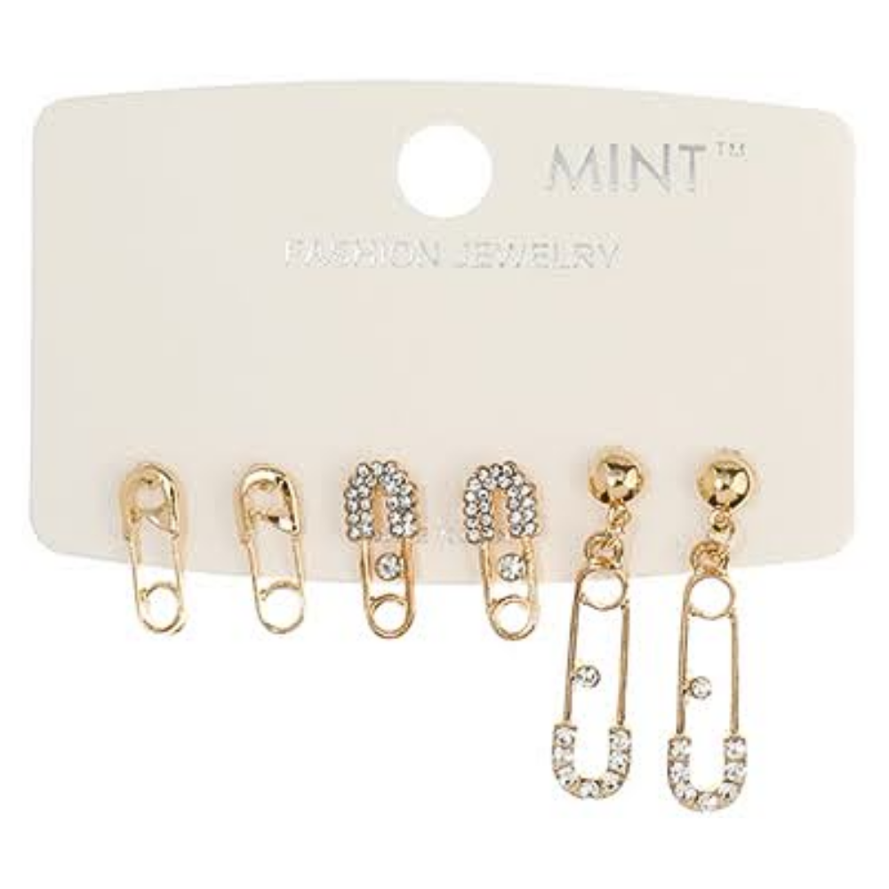 JAE40653 - 3 Pair Paper Clip Earring Set