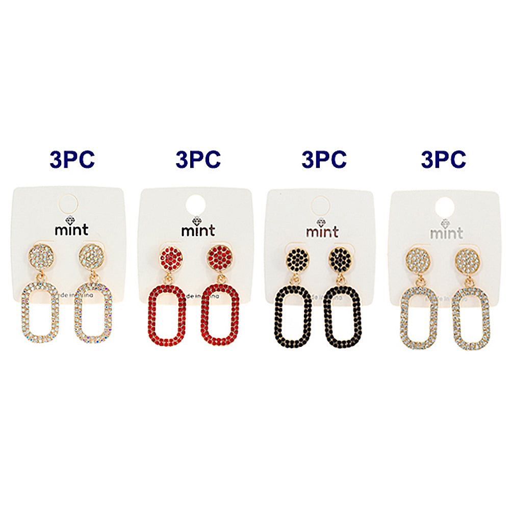 Rhinestone Oval Earring