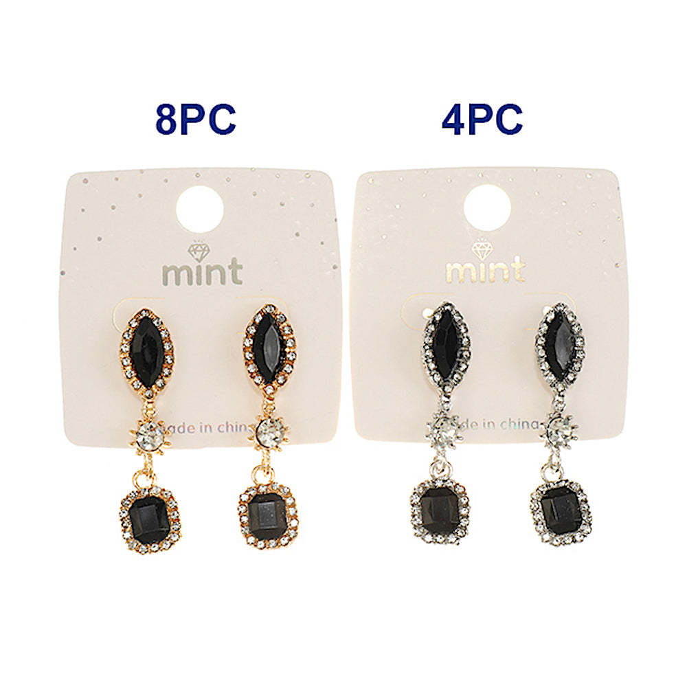 Black Geometric Drop Earring