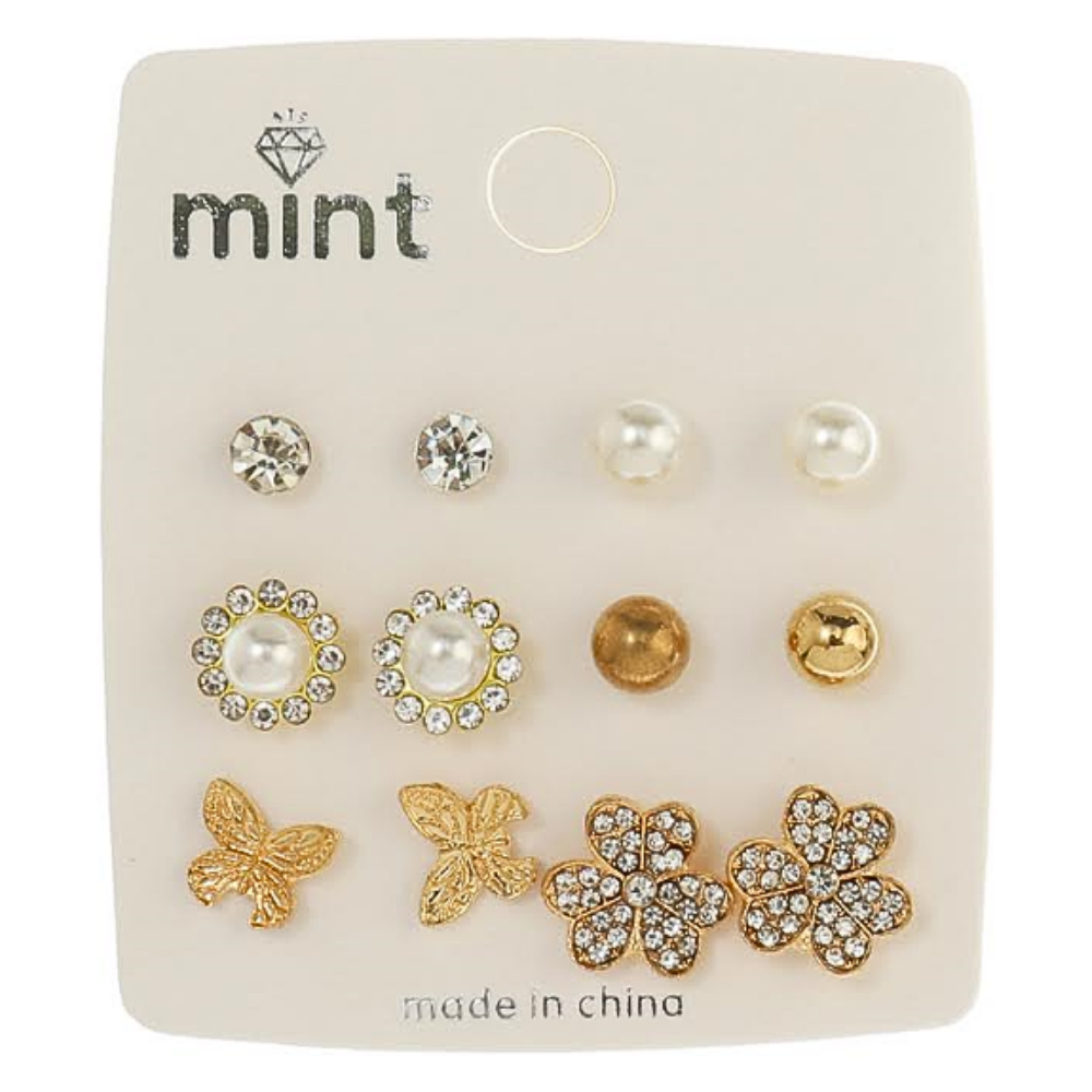 6 Pair Clover Earring Set