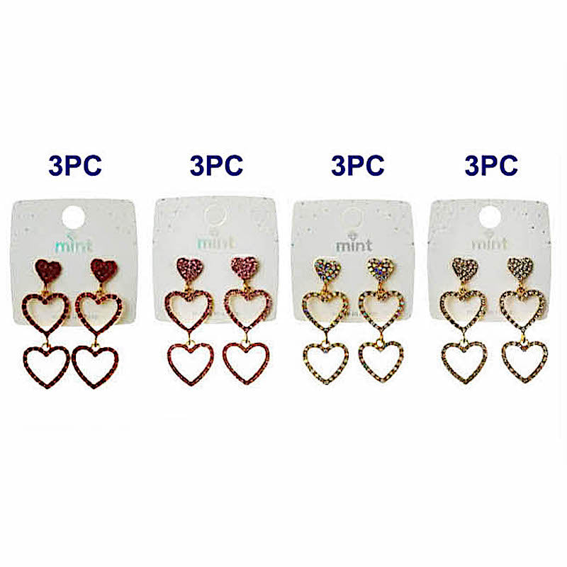 Rhinestone Heart Cascade Earring