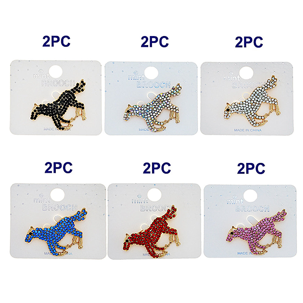 Rhinestone Horse Brooch