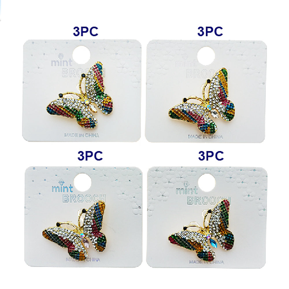 Rhinestone Enamel Butterfly Brooch