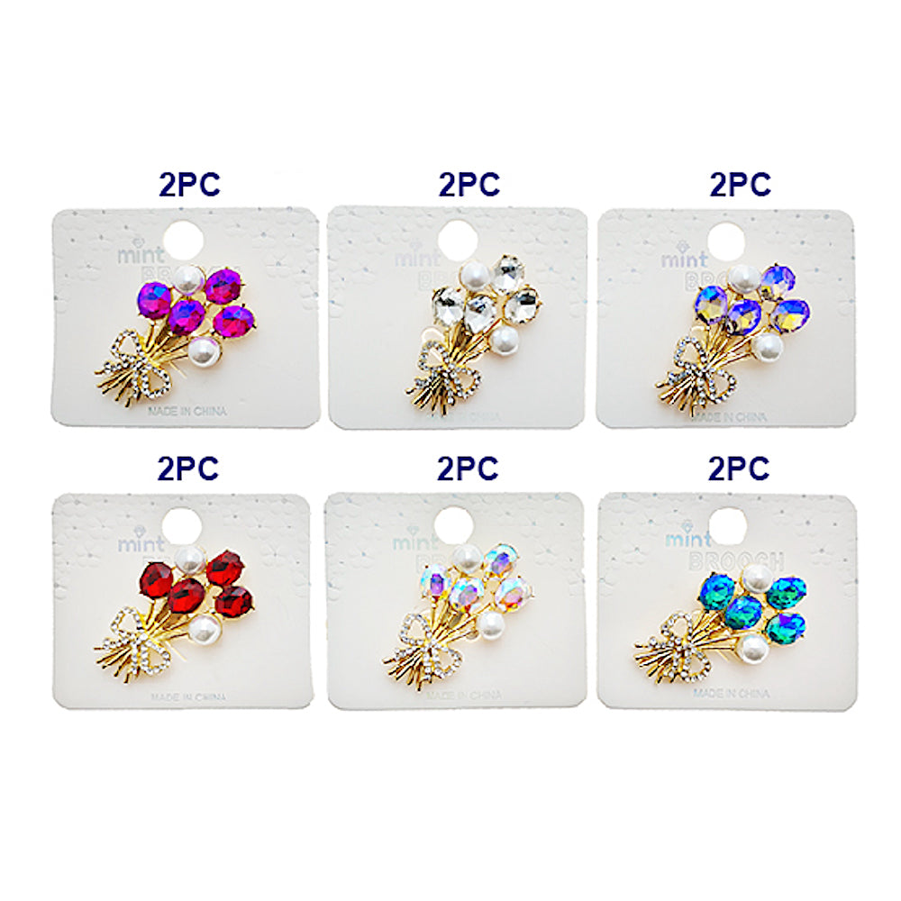 Crystal Pearl Bouquet Brooch