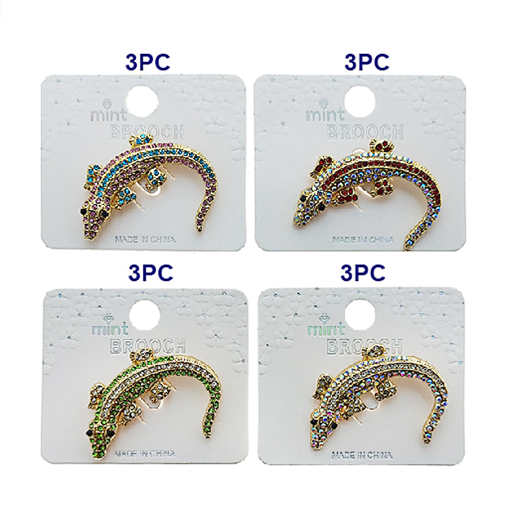 Rhinestone Alligator Brooch