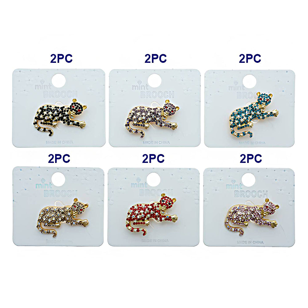 Rhinestone Leopard Brooch