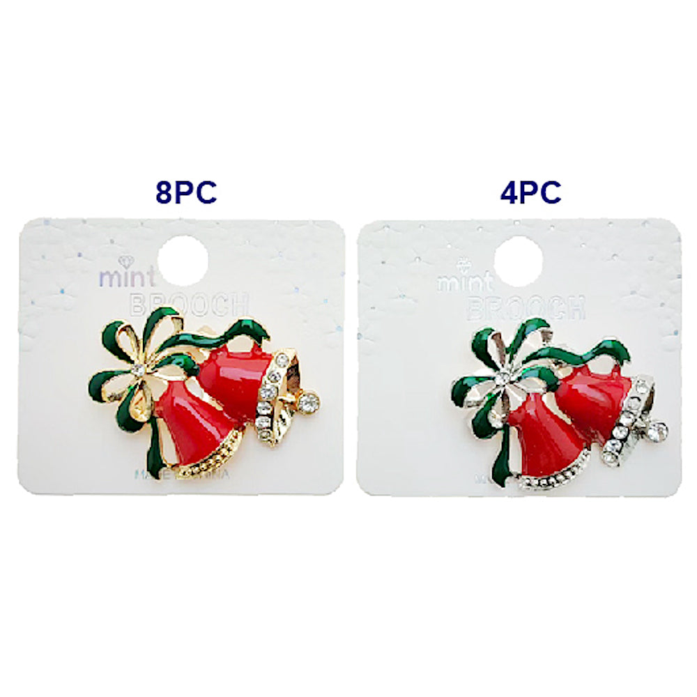 Enamel Christmas Bells Brooch Pin