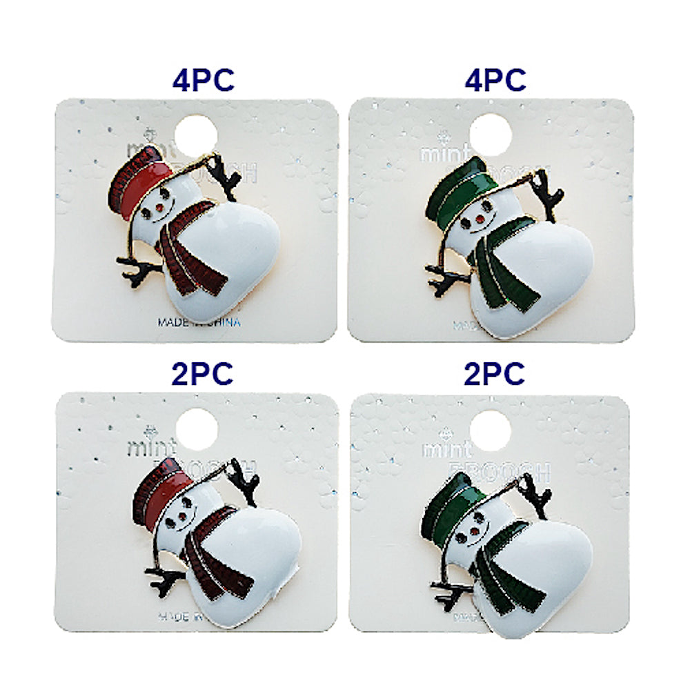 Enamel Christmas Snowman Brooch Pin