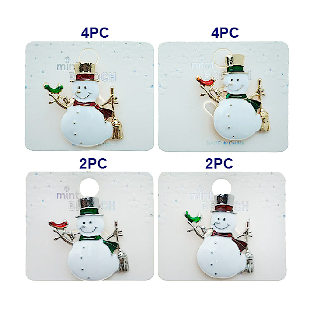 Enamel Christmas Snowman Brooch Pin