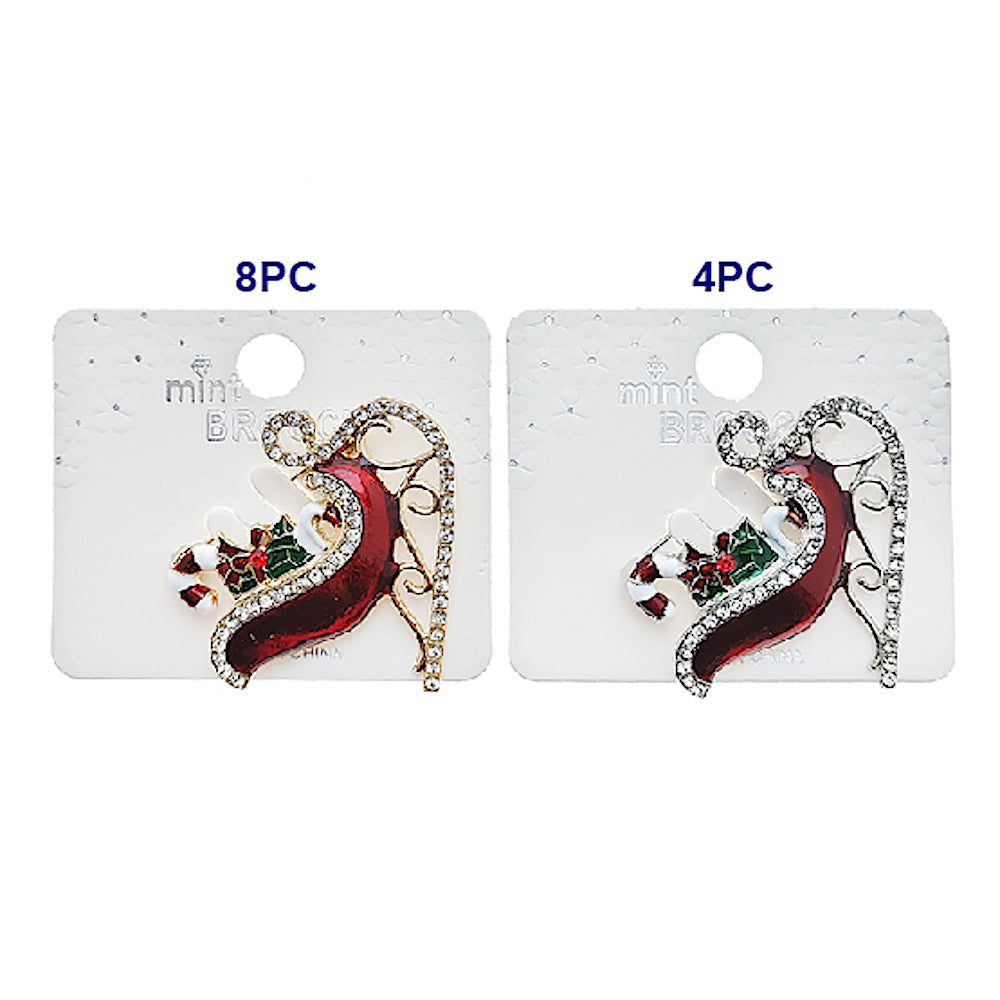 Enamel Christmas Sleigh Brooch Pin