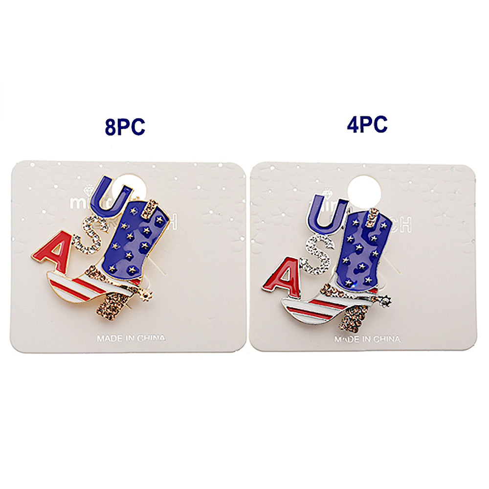 Enamel USA Western Boot Brooch