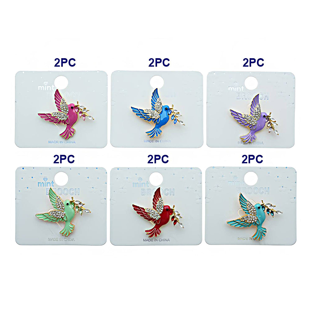 Enamel Dove With Olive Branch Brooch