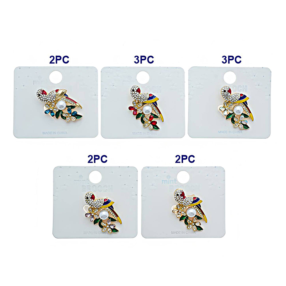 Rhinestone Perched Parrot Brooch