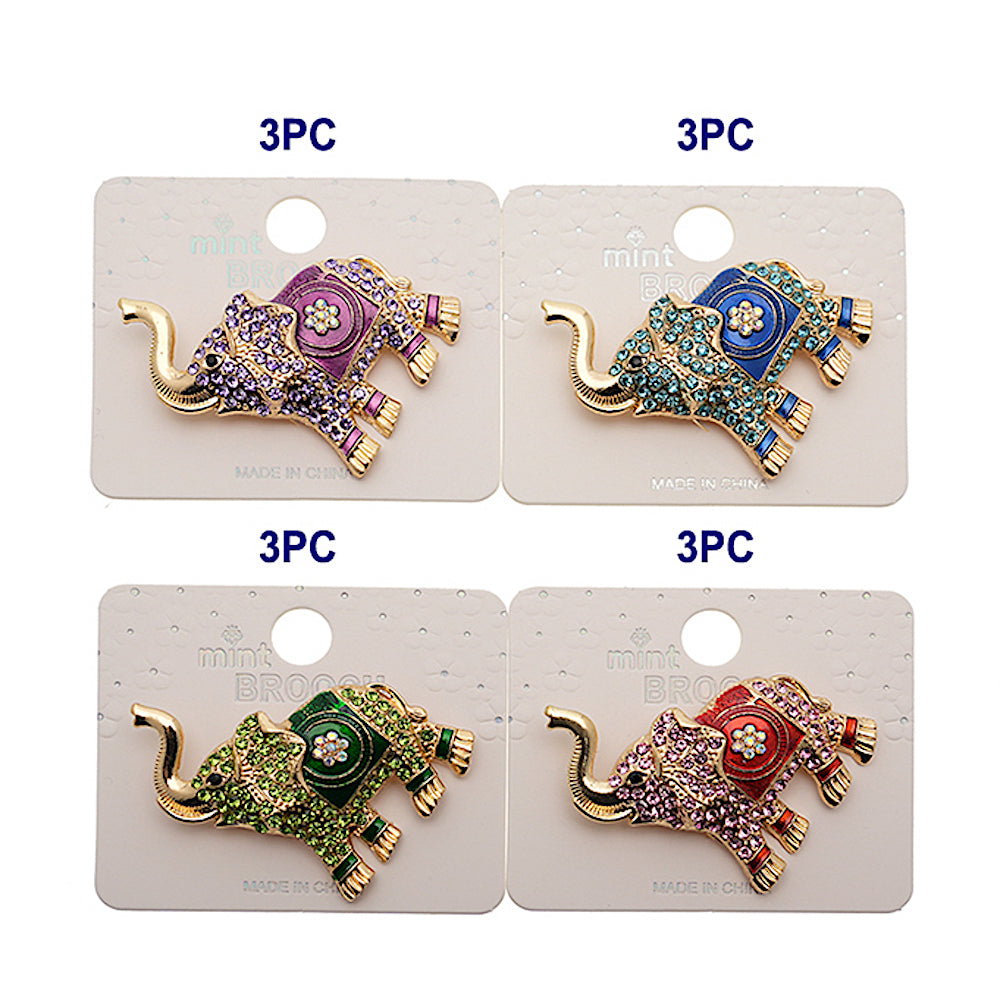 Rhinestone Elephant Brooch