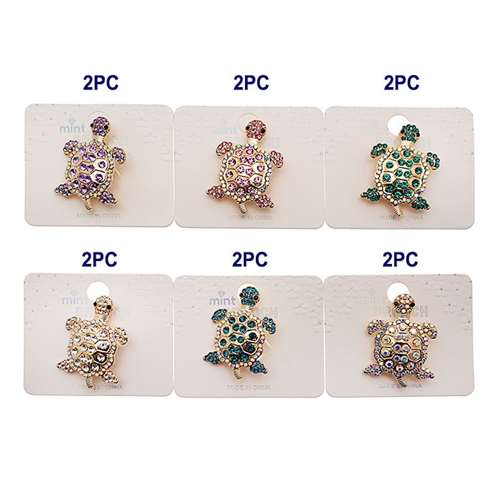 Rhinestone Turtle Brooch
